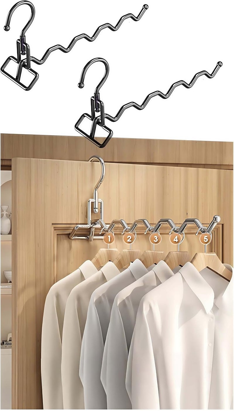 Ponulk 2 Pack Folding Mounted Clothes Rack, Stainless Steel Clothes Hooks Holder Space Saving Hanging System,Closet Storage Organizer for Bathrooms Laundry Room Heavy Duty Drying Rack（Black） - Image 1